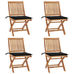 vidaXL Chaises pliables de jardin avec coussins lot de 4 Teck solide - TU
