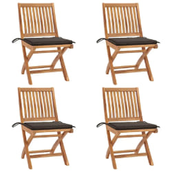 vidaXL Chaises pliables de jardin avec coussins lot de 4 Teck solide - TU
