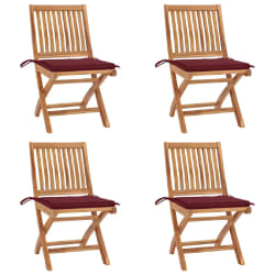 vidaXL Chaises pliables de jardin avec coussins lot de 4 Teck solide - TU