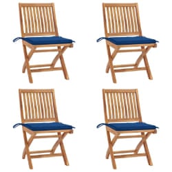 vidaXL Chaises pliables de jardin avec coussins lot de 4 Teck solide - TU