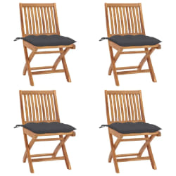 vidaXL Chaises pliables de jardin avec coussins lot de 4 Teck solide - TU