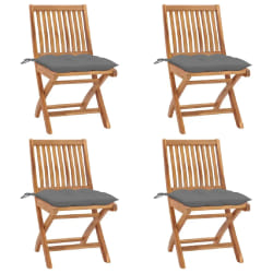 vidaXL Chaises pliables de jardin avec coussins lot de 4 Teck solide - TU