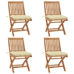 vidaXL Chaises pliables de jardin avec coussins lot de 4 Teck solide - TU