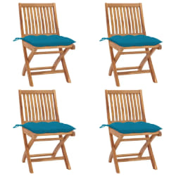 vidaXL Chaises pliables de jardin avec coussins lot de 4 Teck solide - TU