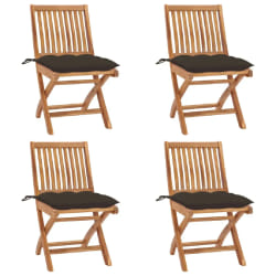 vidaXL Chaises pliables de jardin avec coussins lot de 4 Teck solide - TU