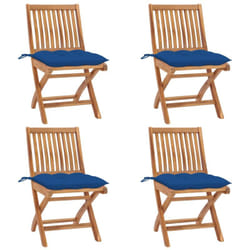 Chaises Pliables De Jardin Avec Coussins Lot De 4 Teck Solide Vidaxl
