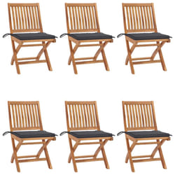 vidaXL Chaises pliables de jardin avec coussins lot de 6 Bois de teck - TU