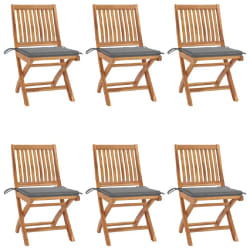 vidaXL Chaises pliables de jardin avec coussins lot de 6 Bois de teck - TU
