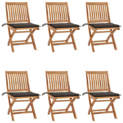 vidaXL Chaises pliables de jardin avec coussins lot de 6 Bois de teck - TU