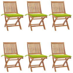 vidaXL Chaises pliables de jardin avec coussins lot de 6 Bois de teck - TU