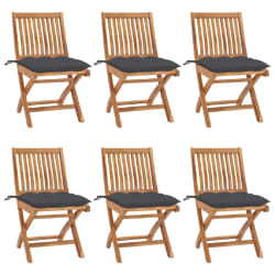 vidaXL Chaises pliables de jardin avec coussins lot de 6 Bois de teck - TU