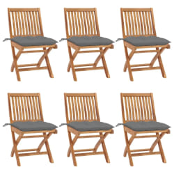 vidaXL Chaises pliables de jardin avec coussins lot de 6 Bois de teck - TU