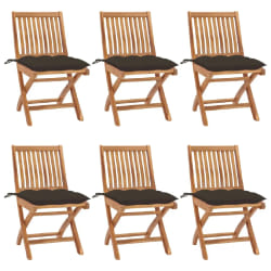 vidaXL Chaises pliables de jardin avec coussins lot de 6 Bois de teck - TU
