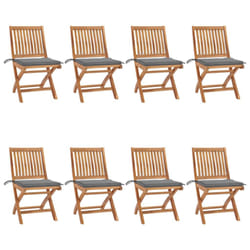 vidaXL Chaises pliables de jardin avec coussins lot de 8 Teck solide - TU