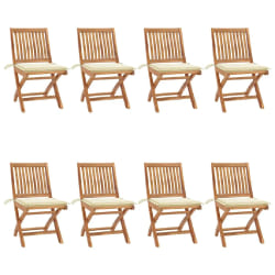 vidaXL Chaises pliables de jardin avec coussins lot de 8 Teck solide - TU
