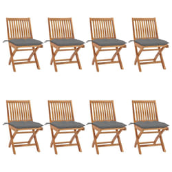 vidaXL Chaises pliables de jardin avec coussins lot de 8 Teck solide - TU