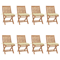 vidaXL Chaises pliables de jardin avec coussins lot de 8 Teck solide - TU