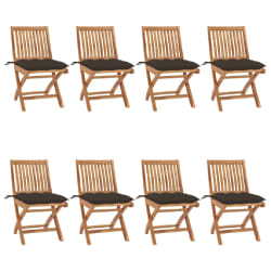 vidaXL Chaises pliables de jardin avec coussins lot de 8 Teck solide - TU