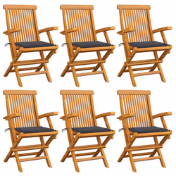 VidaXL 3072889, Terrace, Siège rembourré, Teck, Anthracite, Polyester, 550 mm