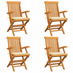 VidaXL 3072891, Terrace, Siège rembourré, Teck, Crème, Polyester, 550 mm