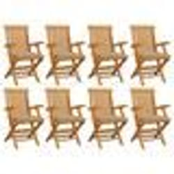 vidaXL Chaises de jardin avec coussins beige lot de 8 Bois teck massif - TU