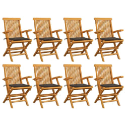 vidaXL Chaises de jardin avec coussins taupe lot de 8 Bois teck massif - TU