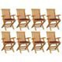 vidaXL Chaises de jardin avec coussins bordeaux lot de 8 Teck massif - TU