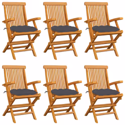 VidaXL 3072904, Terrace, Siège rembourré, Teck, Anthracite, Polyester, 550 mm