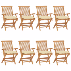 VidaXL 3072906, Terrace, Siège rembourré, Teck, Crème, Blanc, Polyester, 550 mm