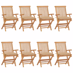 VidaXL 3072907, Terrace, Siège rembourré, Teck, Beige, Polyester, 550 mm