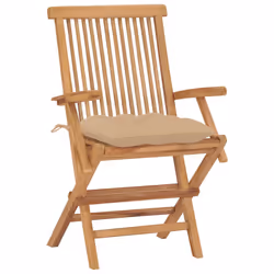 VidaXL 3072907 chaise d'extérieur Terrace Siège rembourré Teck Beige