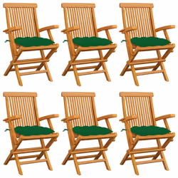 VidaXL 3072909, Terrace, Siège rembourré, Teck, Vert, Polyester, 550 mm