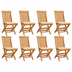 VidaXL 3072919, Terrace, Siège rembourré, Teck, Crème, Polyester, 470 mm