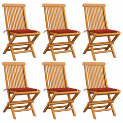 VidaXL 3072923, Terrace, Siège rembourré, Teck, Rouge, Polyester, 470 mm