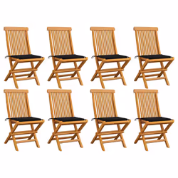 VidaXL 3072924, Terrace, Siège rembourré, Teck, Noir, Polyester, 470 mm