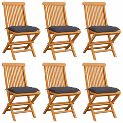 VidaXL 3072932, Terrace, Siège rembourré, Teck, Anthracite, Polyester, 470 mm