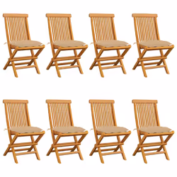 VidaXL 3072935, Terrace, Siège rembourré, Teck, Beige, Polyester, 470 mm