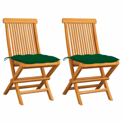 VidaXL 3072937, Terrace, Siège rembourré, Teck, Vert, Polyester, 470 mm