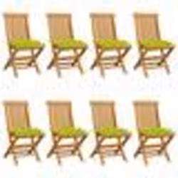 vidaXL Chaises de jardin avec coussins vert vif lot de 8 Teck massif - TU