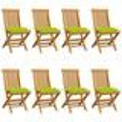 vidaXL Chaises de jardin avec coussins vert vif lot de 8 Teck massif - TU