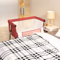 vidaXL Lit pour bébé avec matelas Rouge Tissu de lin