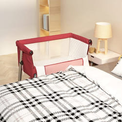 vidaXL Lit pour bébé avec matelas Rouge Tissu de lin