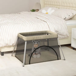Vidaxl - Parc pour bébé avec matelas Taupe Tissu de lin