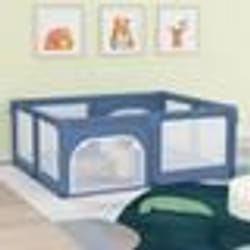 vidaXL Parc pour bébé avec 2 portes Bleu clair Tissu Oxford