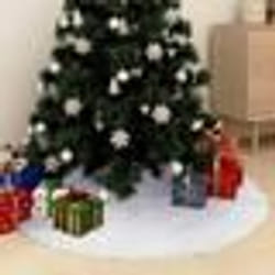 vidaXL Jupe de sapin de Noël Blanc 90 cm Fausse fourrure - TU