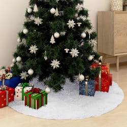 vidaXL Jupe de sapin de Noël Blanc 150 cm Fausse fourrure - TU