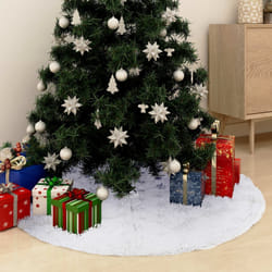 vidaXL Jupe de sapin de Noël de luxe Blanc 90 cm Fausse fourrure - TU