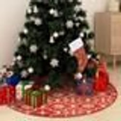 vidaXL Jupe de sapin de Noël de luxe avec chaussette Rouge 150cm Tissu - TU