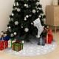vidaXL Jupe de sapin de Noël de luxe avec chaussette Blanc 122cm Tissu - TU
