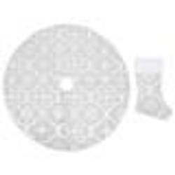 vidaXL Jupe de sapin de Noël de luxe avec chaussette Blanc 150cm Tissu - TU